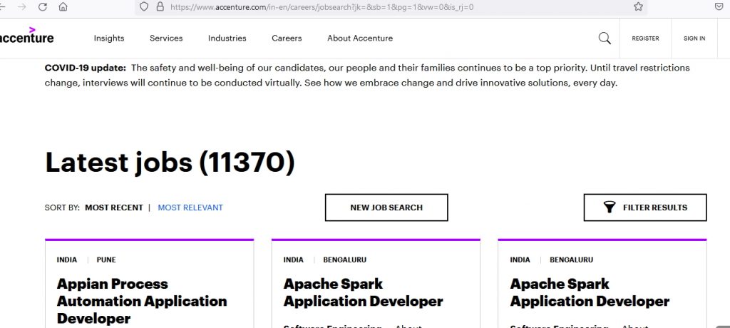 Steps to apply directly for AML-KYC jobs at Accenture Mumbai
