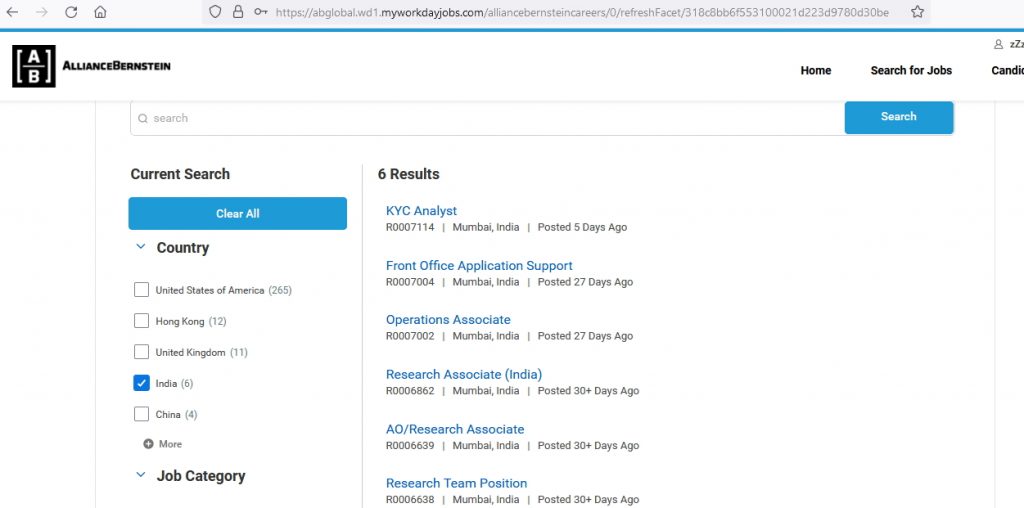 Steps to apply directly for AML-KYC jobs at AllianceBernstein Mumbai
