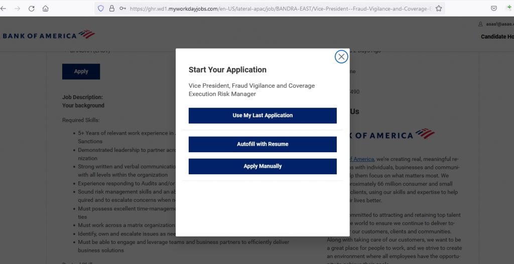 Steps to apply directly for AML-KYC jobs at Bank of America  Mumbai
