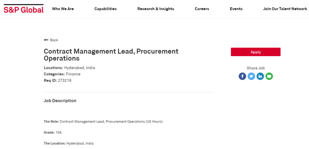 Facility management job at S&P Global