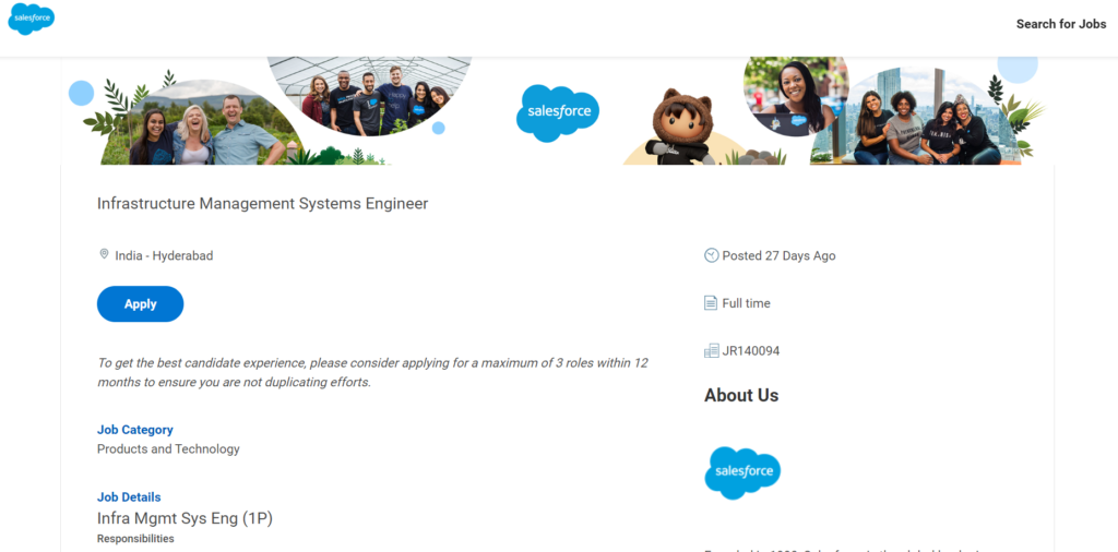 facility managemene job at Salesforce