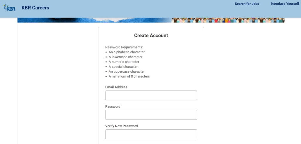 creating an account with KBR