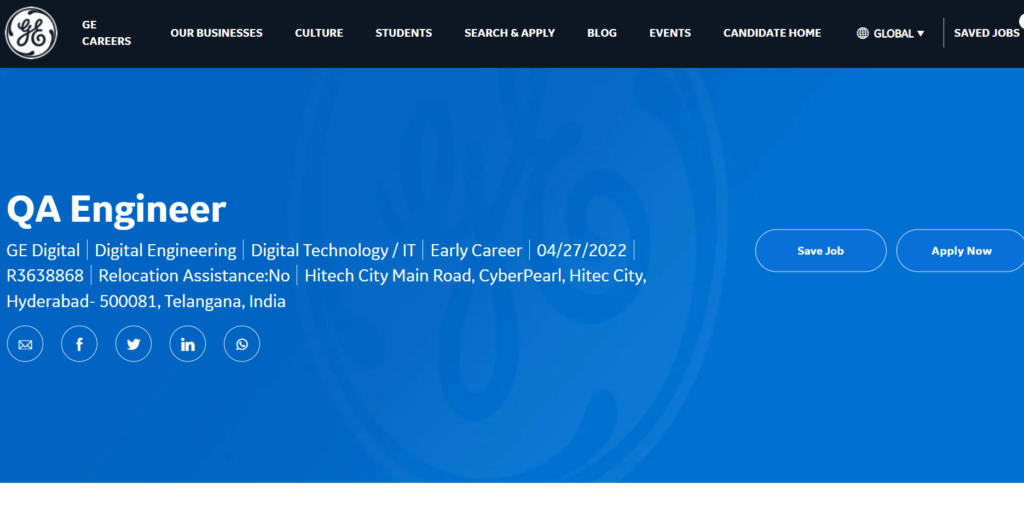 Automation test engineer at General Electric