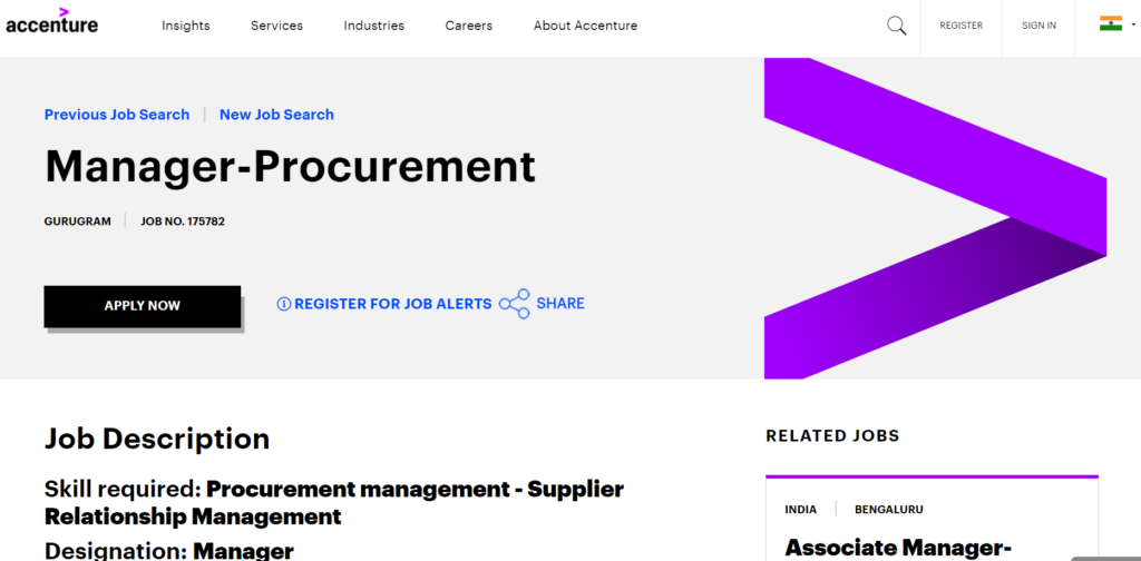 Procurement management jobs at Accenture