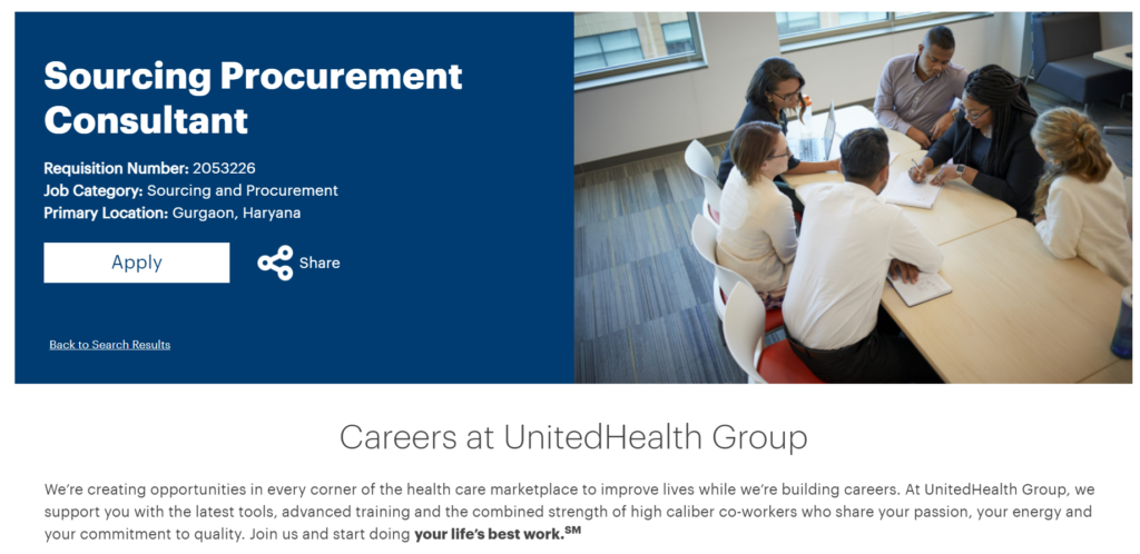 Procurement management jobs at United health group