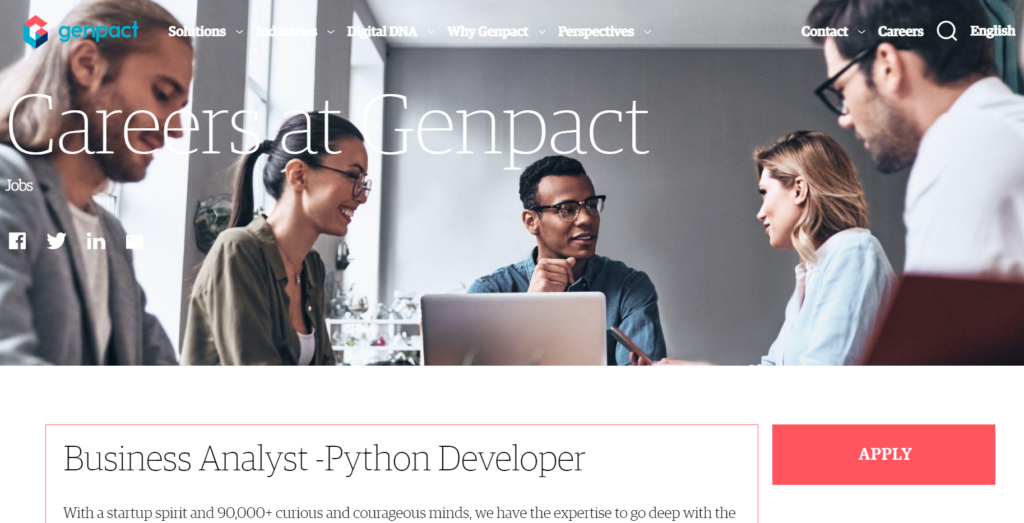 Python developer jobs at Genpact