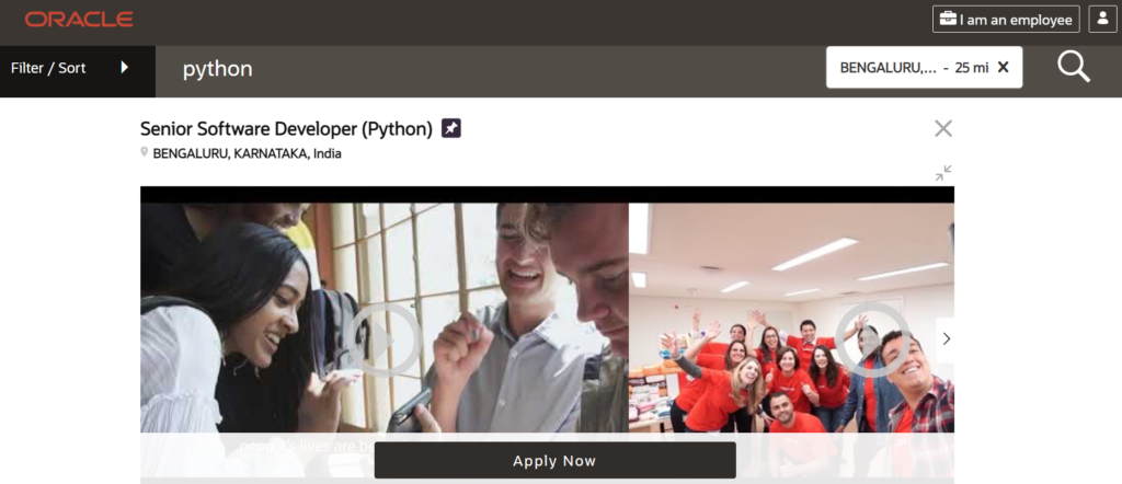 Python developer jobs at Oracle