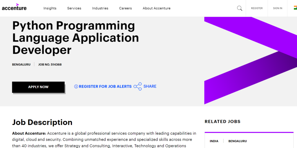 Python developer jobs at accenture