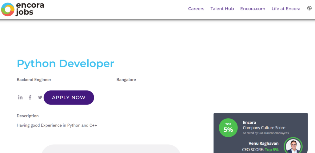 Python developer jobs at Encora
