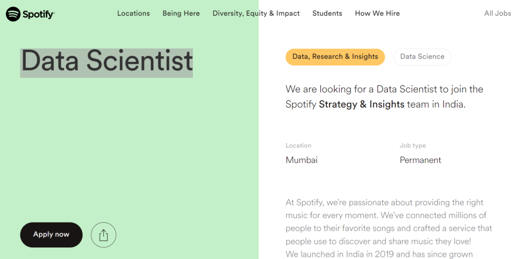 Data Science job at Spotify