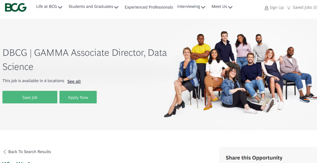 Data science job at BCG, Mumbai