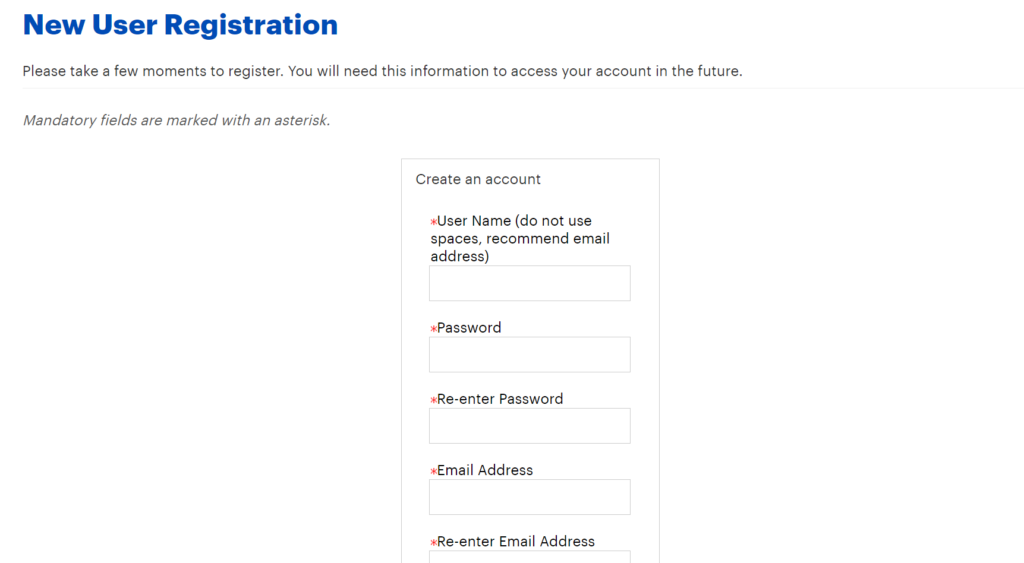 create an account