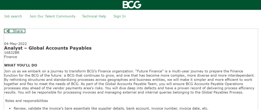 Accounting job at BCG NEW DELHI