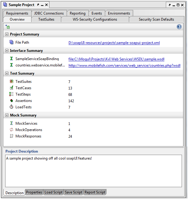 SoapUI Project Window